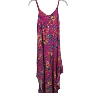 4785) Ivy Street Fuchsia Orange Floral Flared Leg Tropical Jumpsuit Medium